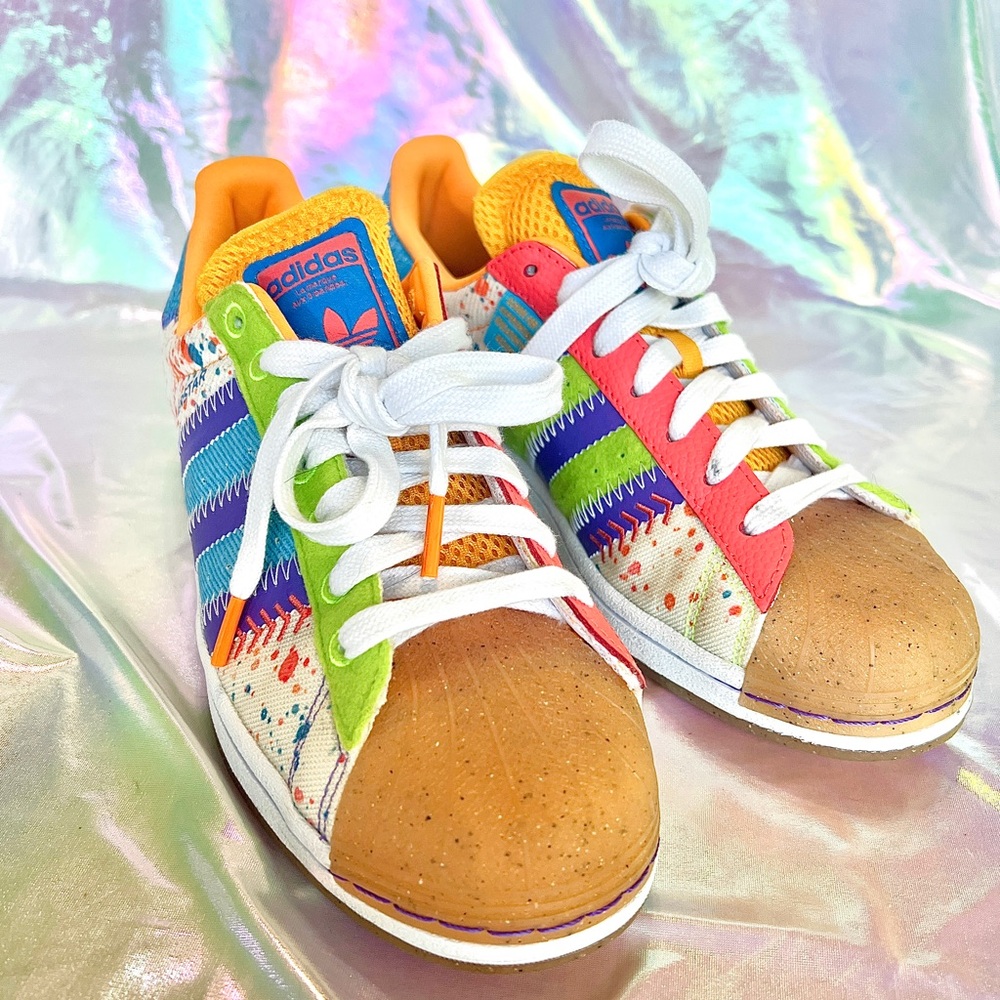 Adidas Original Colorful Superstar Sneakers, Size 8
